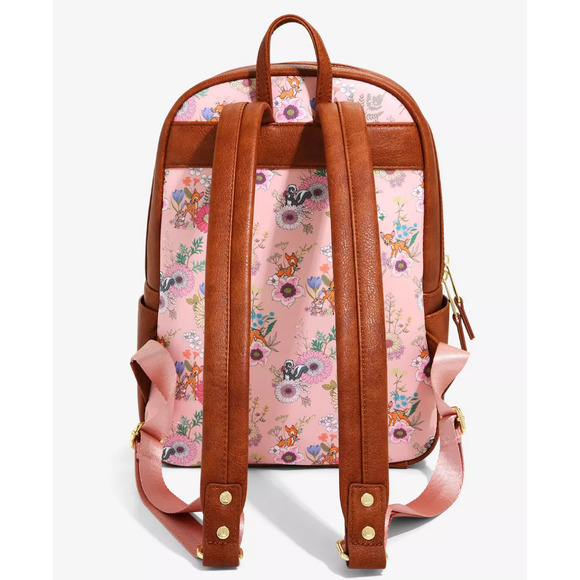 DISNEY x LOUNGEFLY Bambi Cast Floral Print Mini Simulated Leather Backpack - Picture 3 of 16